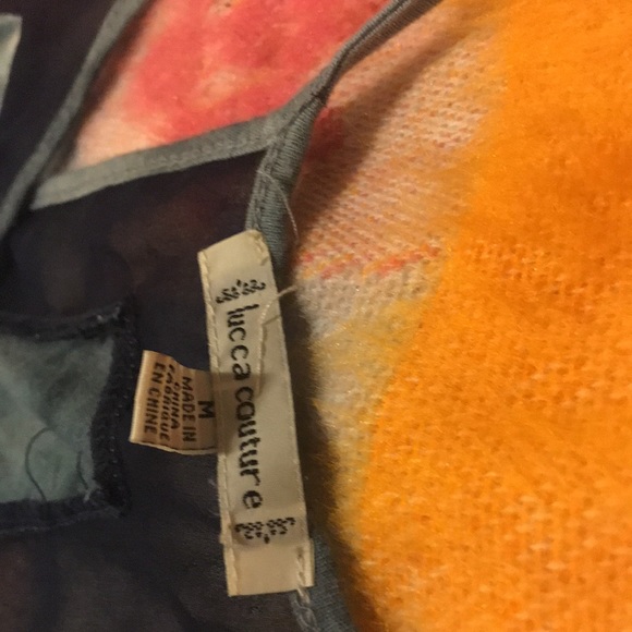 Lucca Couture blue tie-dye flowy spaghetti strap tank top size medium. Mesh top - Picture 6 of 9